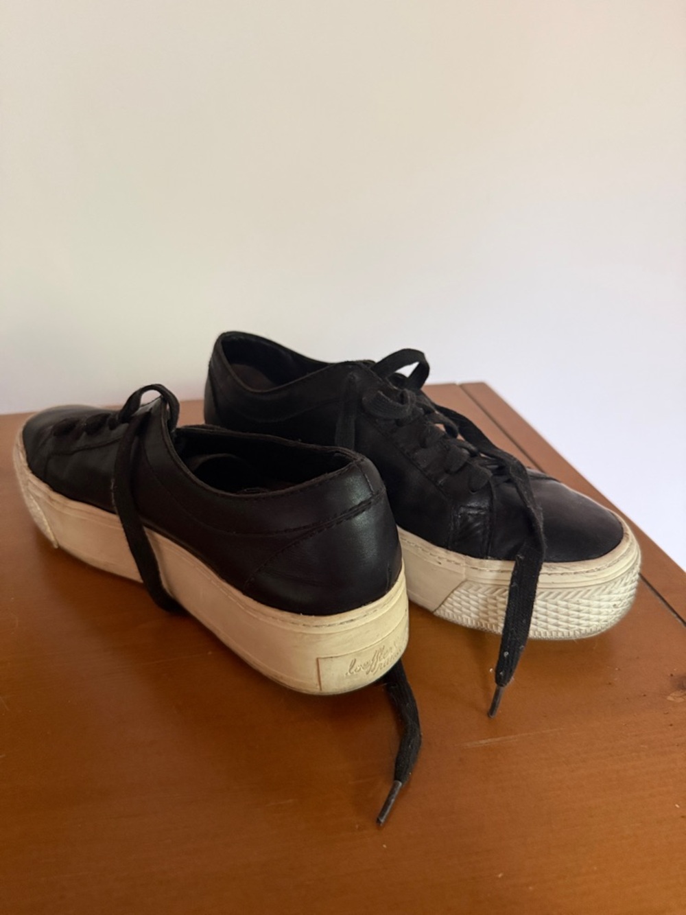 Loeffler Randall Leather Platform Sneakers with Cream/White Platform Sole